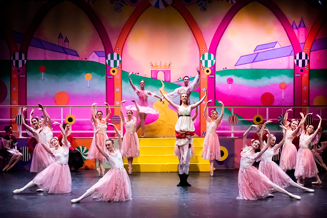 Ballet dancers in the kingdom of sweets scene in Nutcracker Ballet 