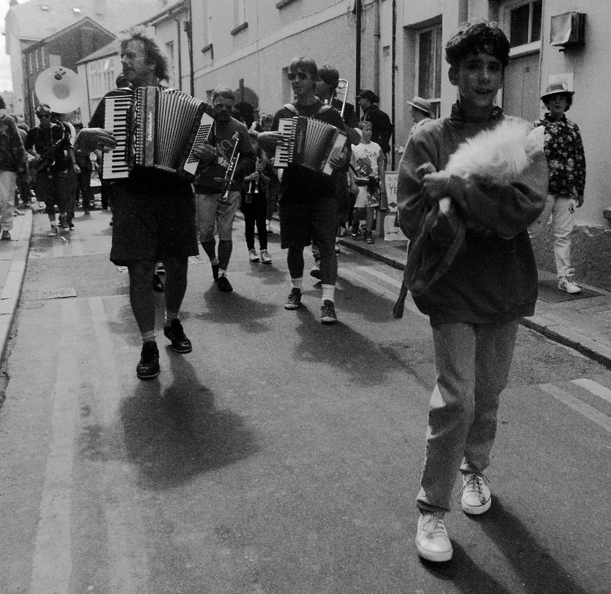 Image of accordion players in Brecon Jazz Festival parade