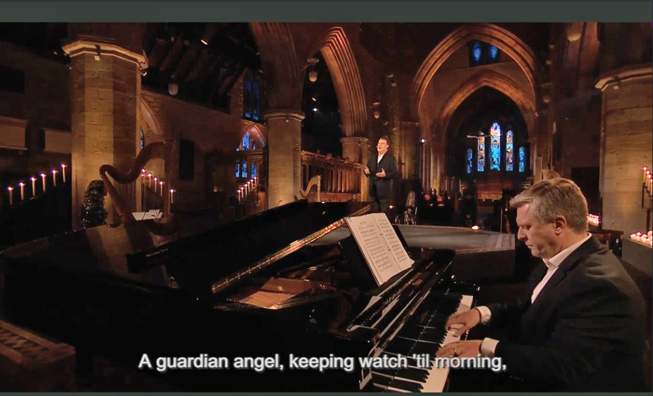 Sir Bryn Terfel with pianist Jeff Howard at Brecon Cathedral for The Metropolitan Opera