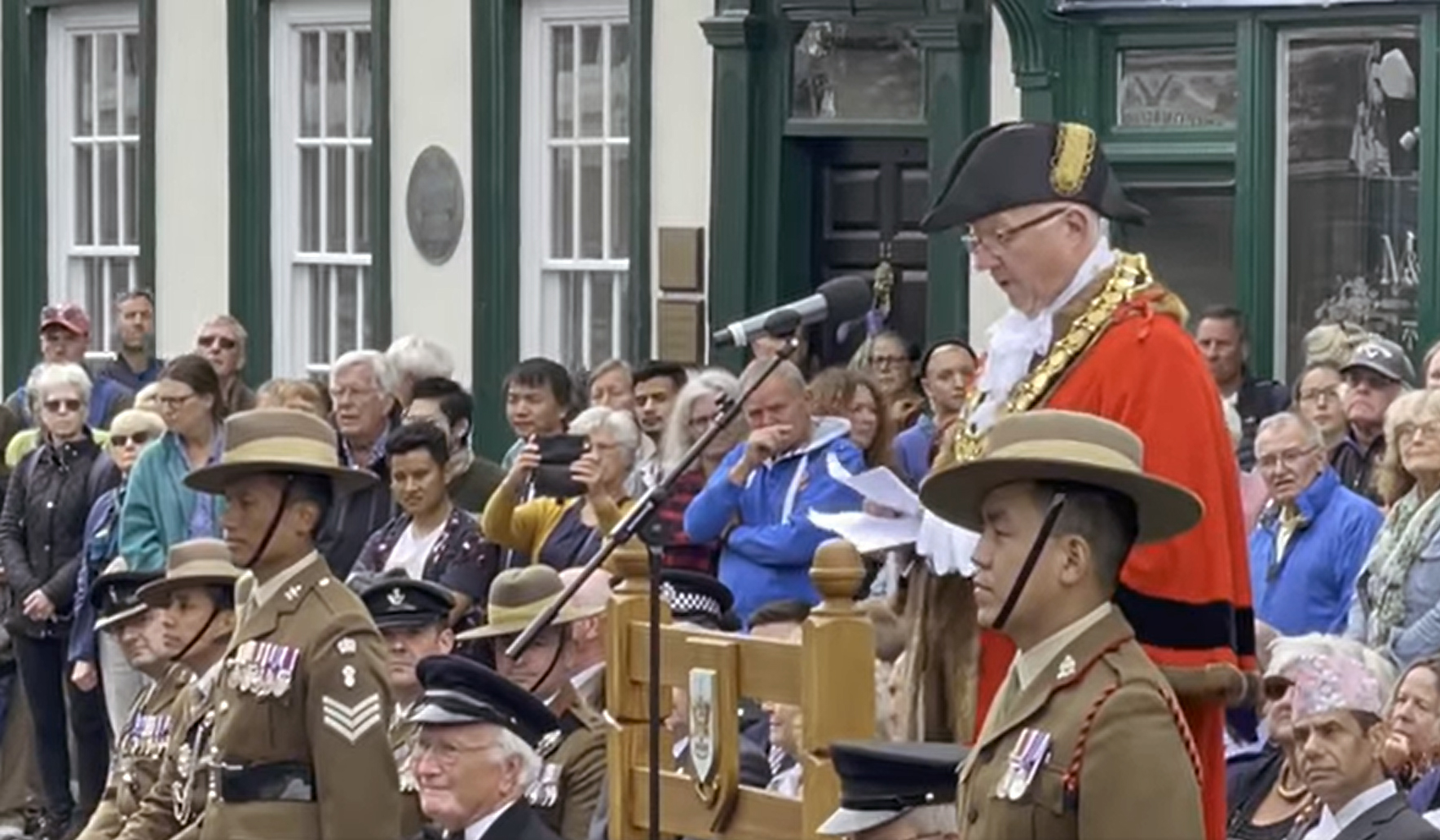 Brecon's Mayor addresses the Gurkha Mandalay Wing regiment in Brecon
