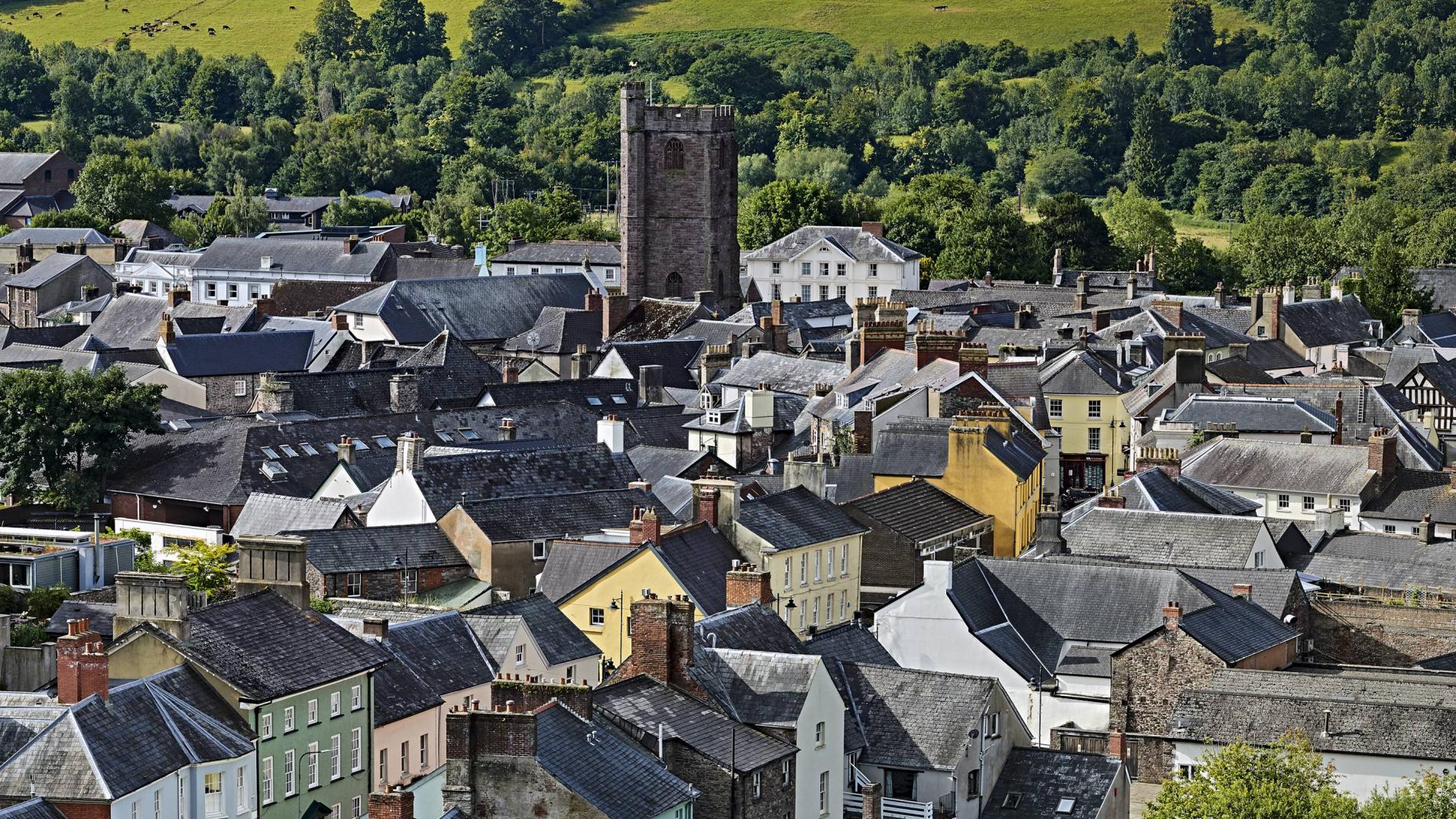 Discover Brecon's history and culture in this aerial shot of the town
