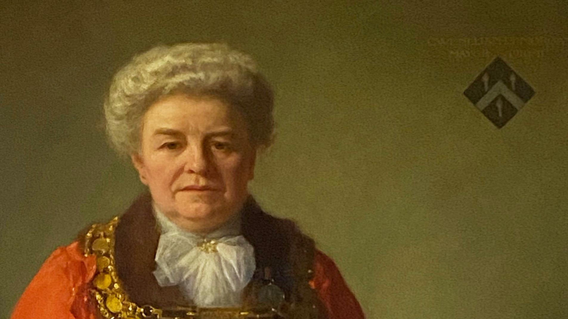 Portrait of Mayor Gwenllian Morgan in Brecon Guildhall