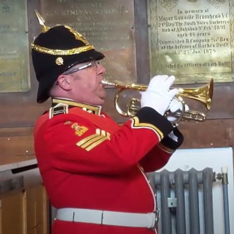 bugler at the centenary of the welsh borderers chapel in Brecon Cathedral